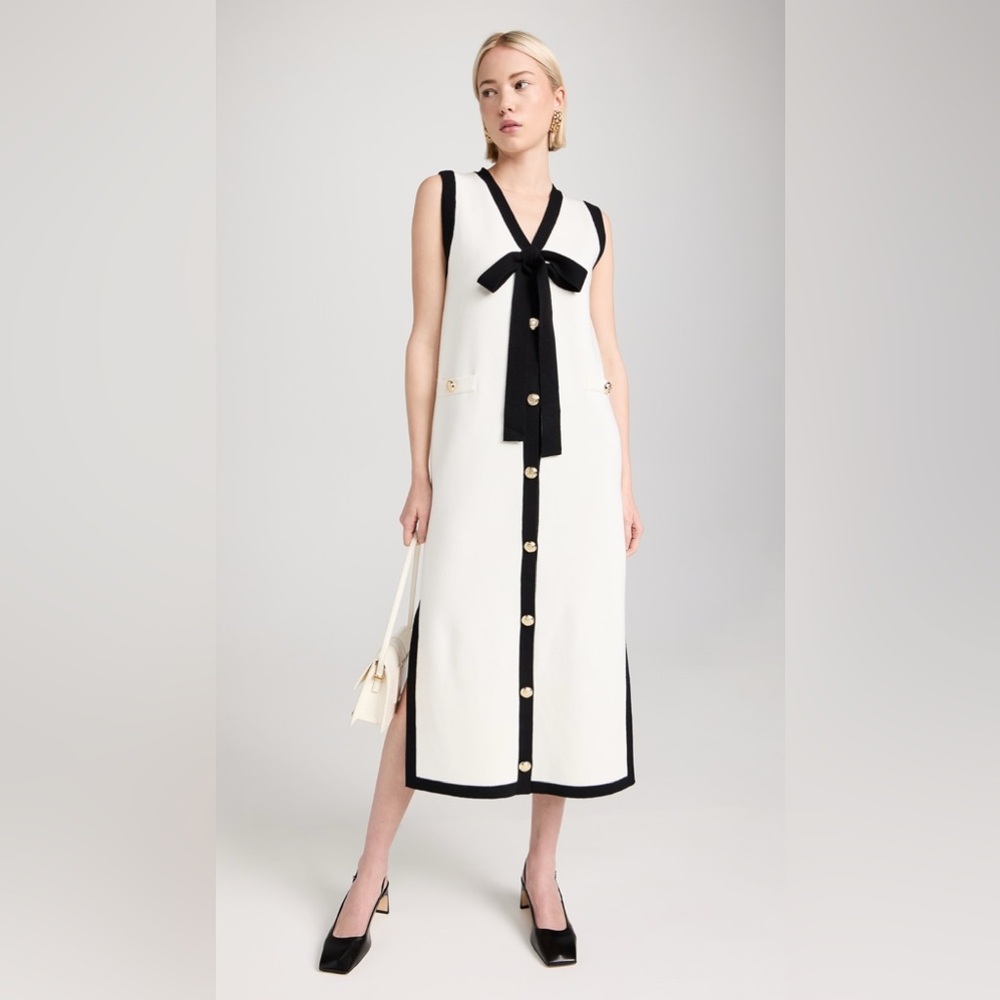 NWOT English Factory Knit Midi Dress With Ribbon Tie